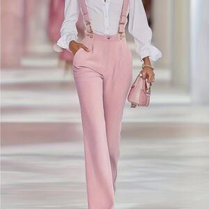 Elegant Pink Women's Suspender Pants